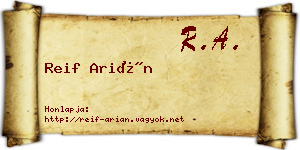 Reif Arián névjegykártya